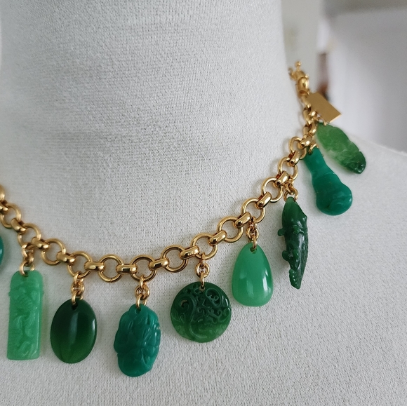 Elizabeth Taylor Simulated Jade Set Charms Bracelet - Picture 8 of 8